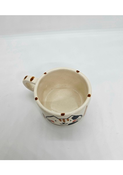 El Yapımı Seramik Kupa, Kedi Desenli Kupa, Hediyelik Kedili Kupa