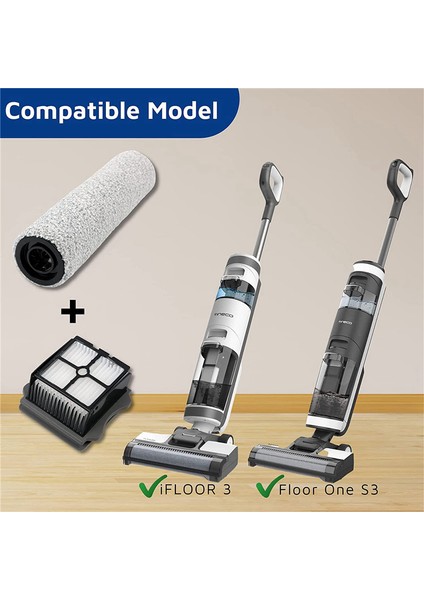 Floor One S3 Ifloor 3 Kablosuz Islak Kuru Süpürge ile Uyumlu Yedek Silindir Fırça ve Filtre Seti (Yurt Dışından)
