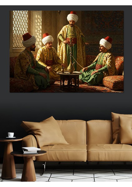Osmanlıda Nargile Keyfi Dekoratif Kanvas - Mdf Ahşap Tablo fiyatları