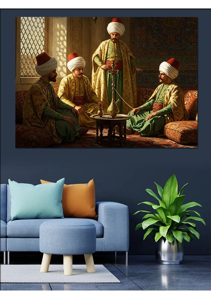 Osmanlıda Nargile Keyfi Dekoratif Kanvas - Mdf Ahşap Tablo modelleri