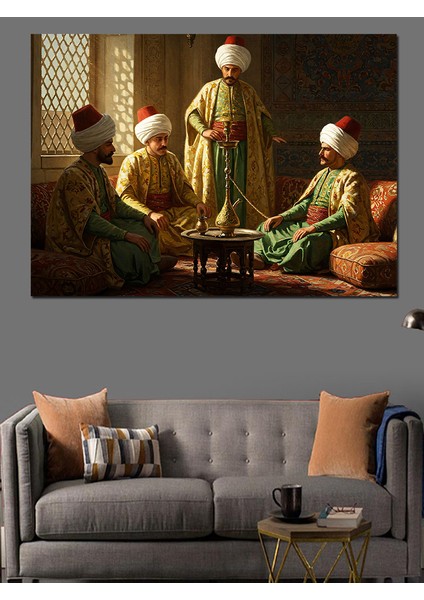 Osmanlıda Nargile Keyfi Dekoratif Kanvas - Mdf Ahşap Tablo fırsatları