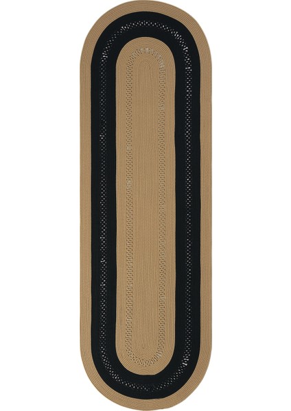 Luke 864 Siyah Oval Yolluk Uzun Antre Hol Koridor Halısı Hasır Dokulu Dekoratif Jüt Banyo Paspası