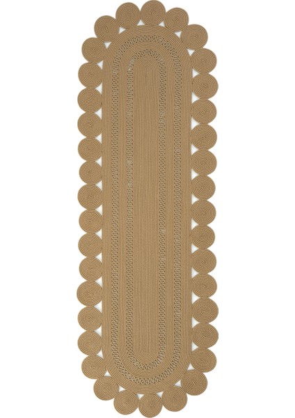 Luke 862 Naturel Oval Yolluk Uzun Antre Hol Koridor Halısı Hasır Dokulu Dekoratif Jüt Banyo Paspası