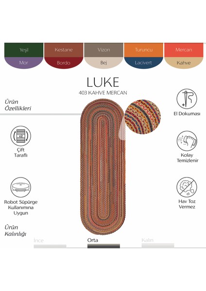 Luke 403 Renkli Oval Yolluk Uzun Antre Hol Koridor Halısı Hasır Dokulu Dekoratif Jüt Banyo Paspası fiyatları