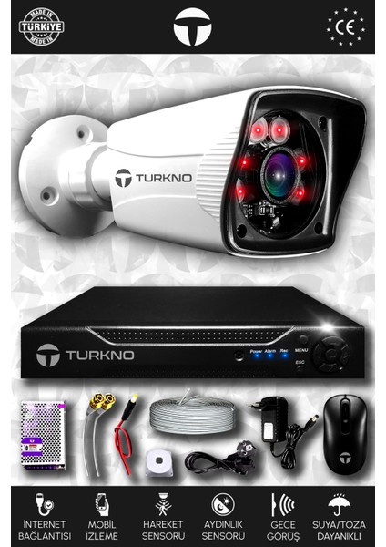 1 Kameralı Karia 1 Dış Kamera Set Hdd'siz Full Hd Gece Görüşlü Güvenlik Kamerası Sistemi