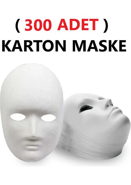 300 Adet, Karton Maske, Boyanabilir, Eğitici Maske Boyama, Etkinlik ve Hobi Maskesi