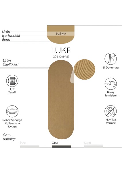 Luke 304 Naturel Oval Yolluk Uzun Antre Hol Koridor Halısı Hasır Dokulu Dekoratif Jüt Banyo Paspası