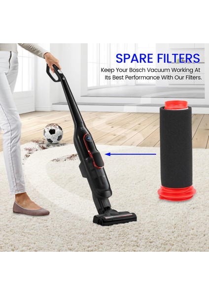Yıkanabilir Ana Çubuk Filtre + Athlet Kablosuz Elektrikli Süpürge Için Köpük Ek Parçası (Her Birinden 2 Adet) (Yurt Dışından)