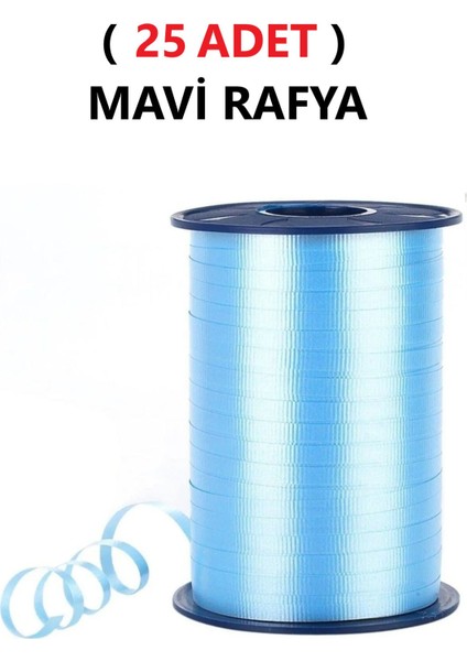 ( 25 Adet ) 200 Metre Rabant Mavi Rafya Şerit Kurdele