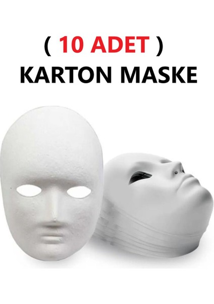 10 Adet, Karton Maske, Boyanabilir, Eğitici Maske Boyama, Etkinlik ve Hobi Maskesi