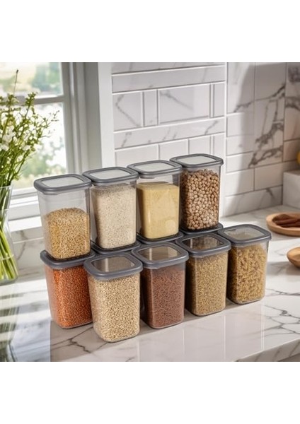 Adet 24 Parça Etiket Hediyeli 1200 Ml. Sızdırmaz Kapaklı Kare Erzak Bakliyat Saklama Kabı Çeyiz Seti modelleri