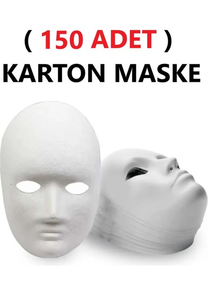 150 Adet, Karton Maske, Boyanabilir, Eğitici Maske Boyama, Etkinlik ve Hobi Maskesi
