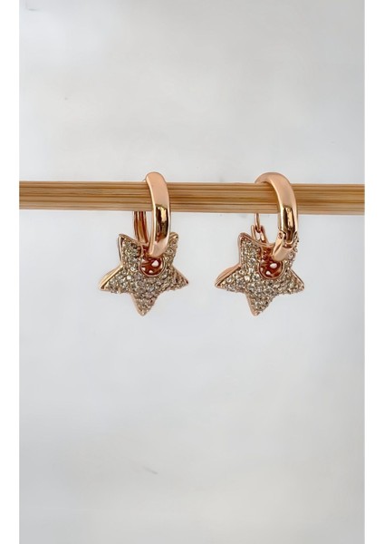 Milano Bella Zirkon Taşlı Rose Gold Küpe