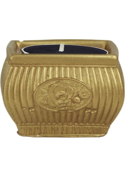 Şamdan Dekoratif Mumluk Şamdan Tealight Mum Uyumlu Mini Çizgili Çiçekli Model