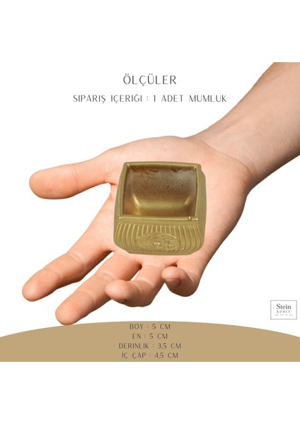 Şamdan Dekoratif Mumluk Şamdan Tealight Mum Uyumlu Mini Çizgili Çiçekli Model