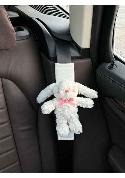 Droopy Ear Tavşan Araba Emniyet Kemeri Omuz Pedi Kapağı Anti Strangler Boyun Tampon Kayışı Peluş Figür (Yurt Dışından)