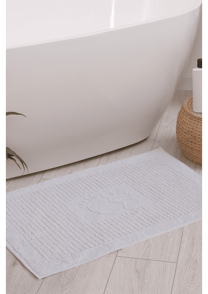 Banyo Kareli Ayak Desenli Pamuk Ayak Havlusu 50 x 70 cm