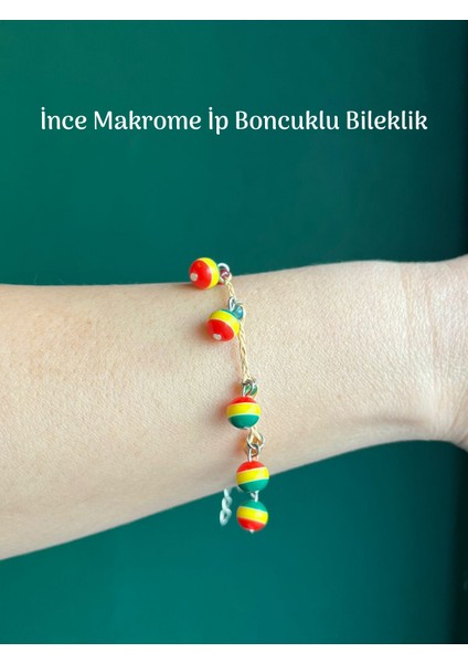 Ince Makrome Ip Boncuklu Bileklik Sallantılı Her Ölçüye Uygun Tasarım