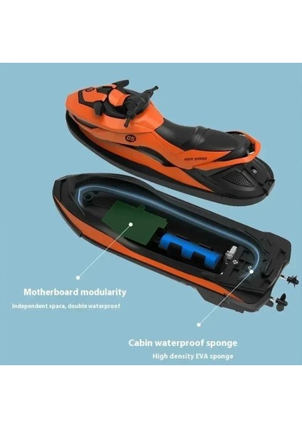 Sıcak Yüksek Hızlı Uzaktan Kumanda Tekne 2.4g Rc Jet Ski Mini Elektrikli Motorlu Tekne Çocuklar Için Çift Motorlu Yaz Su Oyun Çocuk Hediye Turuncu fiyatları