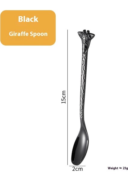 Zürafa Saplı Kahve Sevimli Karıştırma Tatlı Kaşığı Altın Karikatür Yaratıcı Kek 304 Paslanmaz Çelik Çatal Kaşık (Yurt Dışından)