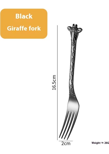 Zürafa Saplı Kahve Sevimli Karıştırma Tatlı Kaşığı Altın Karikatür Yaratıcı Kek 304 Paslanmaz Çelik Çatal Kaşık (Yurt Dışından)