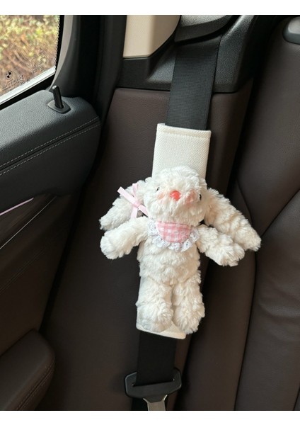 Droopy Ear Tavşan Araba Emniyet Kemeri Omuz Pedi Kapağı Anti Strangler Boyun Tampon Kayışı Peluş Figür (Yurt Dışından)