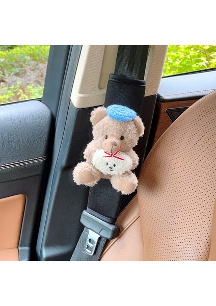 Yaratıcı Karikatür Peluş Ayı Araba Cep Dişli Emniyet Kemeri Omuz Koruyucu Kolye Çanta Kolye (Yurt Dışından)