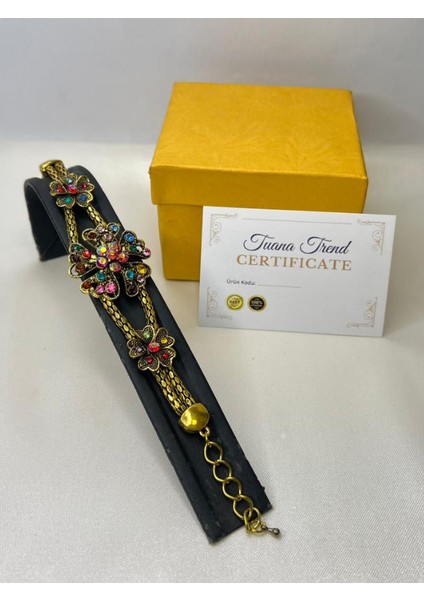 Büyük Taşlı Antika Bileklik Vintage Kristal Taş Zirkon Kaplama fırsatları