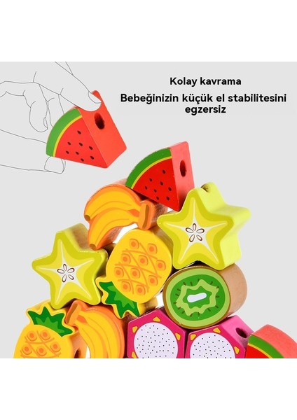 Kirpi Meyve Denge Blokları Karikatür Yığın Kule Pelet Meyve Bilişsel Boncuklu Bulmaca Oyuncak (Yurt Dışından)