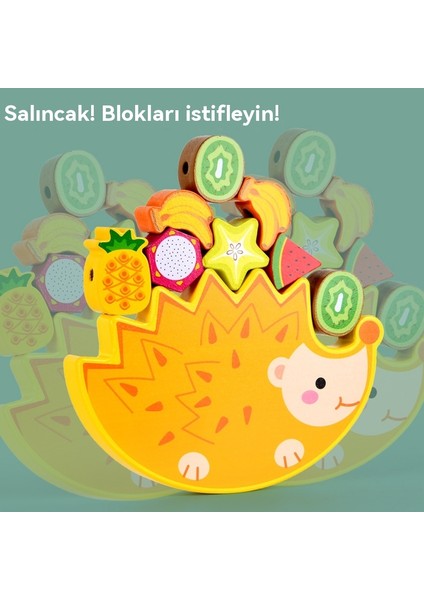 Kirpi Meyve Denge Blokları Karikatür Yığın Kule Pelet Meyve Bilişsel Boncuklu Bulmaca Oyuncak (Yurt Dışından)
