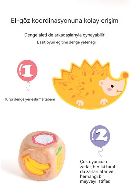 Kirpi Meyve Denge Blokları Karikatür Yığın Kule Pelet Meyve Bilişsel Boncuklu Bulmaca Oyuncak (Yurt Dışından)