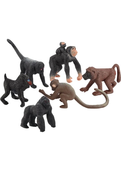 6 Şempanze Figürine Oyuncak Orangutan (Yurt Dışından)