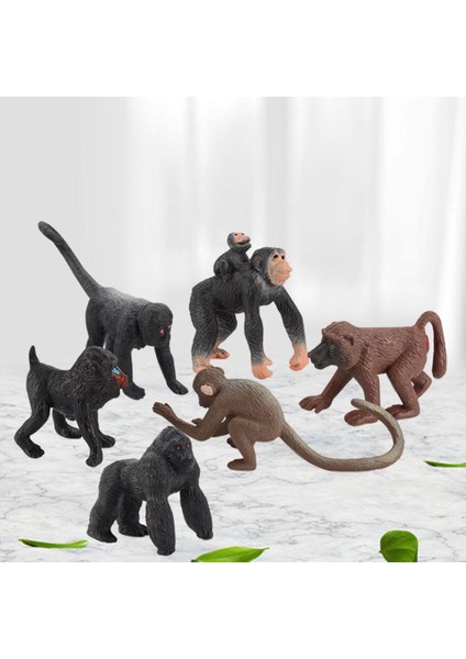 6 Şempanze Figürine Oyuncak Orangutan (Yurt Dışından)