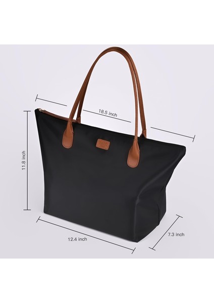 Gayı Urban Kadınlar Için Naylon Tote Çantalar, Fermuarlı Büyük Omuz Tote Çantası, Katlanabilir Hafta Sonu Seyahat Çantası (Gri) (Yurt Dışından) modelleri