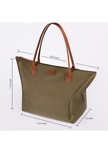 Gayı Urban Kadınlar Için Naylon Tote Çantalar, Fermuarlı Büyük Omuz Tote Çantası, Katlanabilir Hafta Sonu Seyahat Çantası (Gri) (Yurt Dışından) modelleri