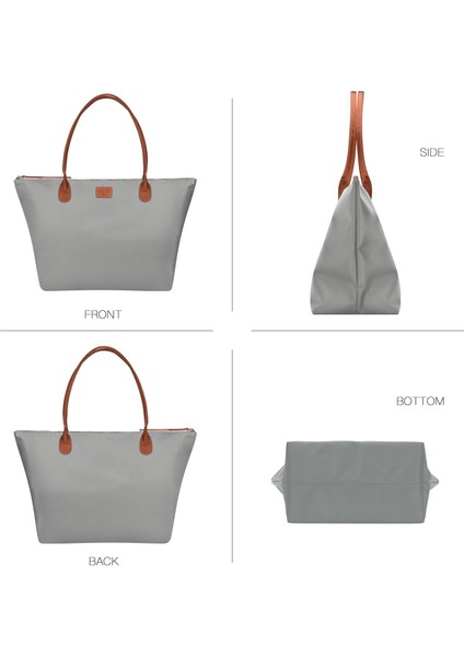 Gayı Urban Kadınlar Için Naylon Tote Çantalar, Fermuarlı Büyük Omuz Tote Çantası, Katlanabilir Hafta Sonu Seyahat Çantası (Gri) (Yurt Dışından) modelleri