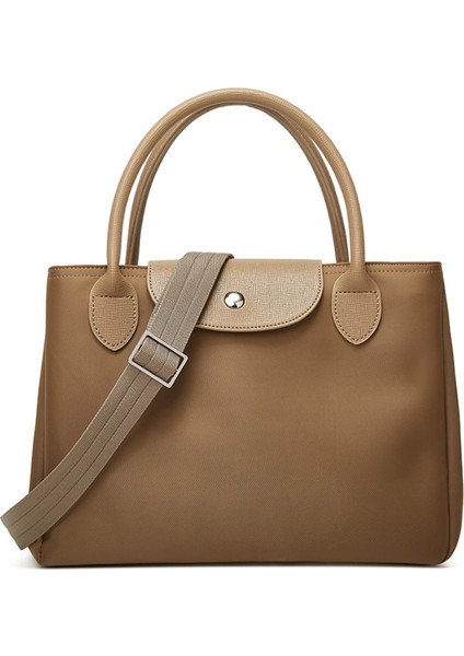 Kadınlar Için Naylon Tote Çanta Su Geçirmez Omuz Çantası Üst Saplı Iş Çantası Bayan Çapraz Çanta Seyahat Çantası (Kahverengi) (Yurt Dışından)