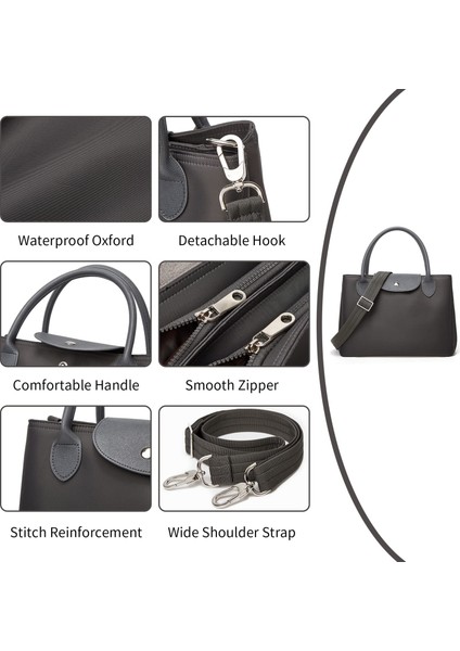 Kadınlar Için Naylon Tote Çanta Su Geçirmez Omuz Çantası Üst Saplı Iş Çantası Bayan Çapraz Çanta Seyahat Çantası (Kahverengi) (Yurt Dışından) modelleri