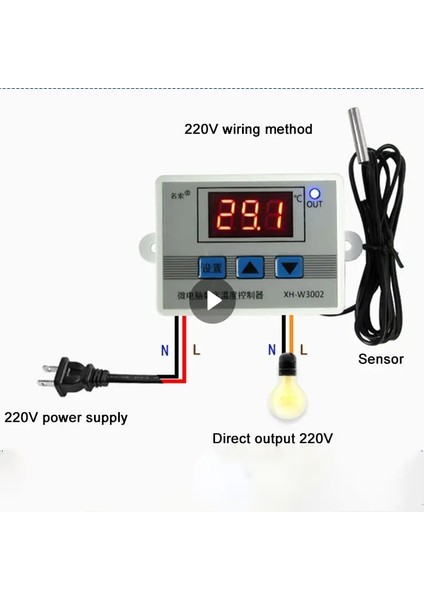 24V 12V 24V 220V Profesyonel Dijital LED Ekran Sıcaklık Kontrol Cihazı Mikrobilgisayar Termostat Regülatörü Kontrol Anahtarı XH-W3002 (Yurt Dışından)