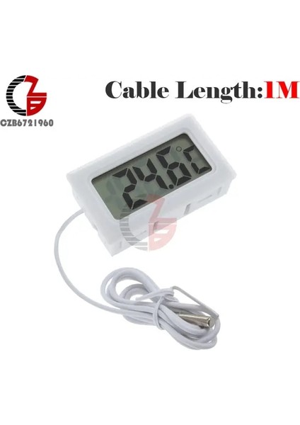 Fy-10 Beyaz Tpm-10 LCD Dijital Termometre Higrometre Sıcaklık Nem Sensörü Ölçer Araba Kuluçka Akvaryum Hava Istasyonu Test Cihazı 2 M (Yurt Dışından)