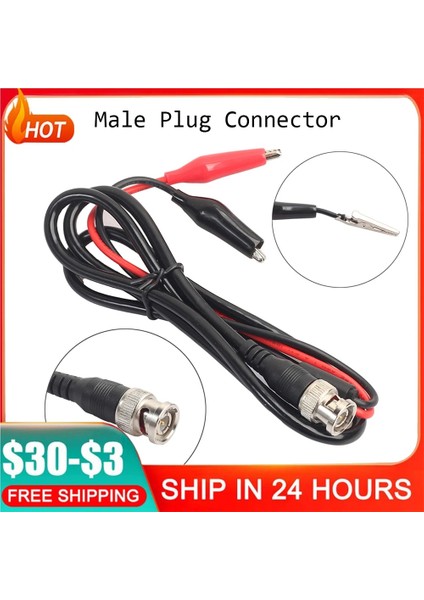 Bnc Erkek Fiş Konnektörü Çift Timsah Klip Osiloskop Probu Test Uçları Timsah Klipler Kablo 1 M 500 V 5A Muz Fişi (Yurt Dışından)