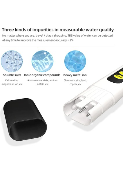 Beyaz 3V Tds Metre Dijital Su Test Cihazı 0-9990PPM Içme Suyu Kalitesi Analizörü Monitör Filtresi Akvaryum Topraksız Havuzlar (Yurt Dışından) indirimleri