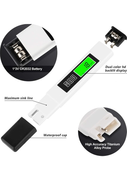 Beyaz Dijital Ec Tds Metre Test Cihazı Sıcaklık Kalem Su Saflığı Ppm Filtre Hidroponik Akvaryum Havuz Suyu Monitörü (Yurt Dışından) fırsatları