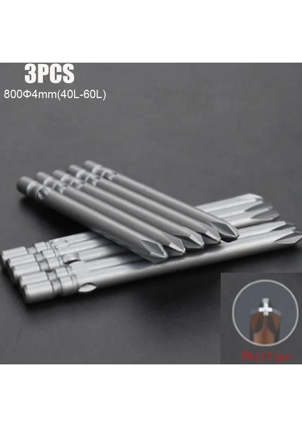 40LX1.6XPH00-3PCS 3pcs 800Φ4 Phillips Tornavida Uçları 4mm Yuvarlak Saplı Kafa Elektrikli Manyetik Sürücü Bit Dc Powered El Aletleri Için (Yurt Dışından)