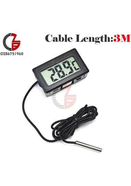 Fy-10 Siyah 3m C Tpm-10 Fy-10 2m 3m 5m LED Dijital Termometre Sıcaklık Sensörü Ölçer Dedektörü Test Cihazı 5V 12V Araba Kapalı Bebek Banyo Inkübatörü (Yurt Dışından)