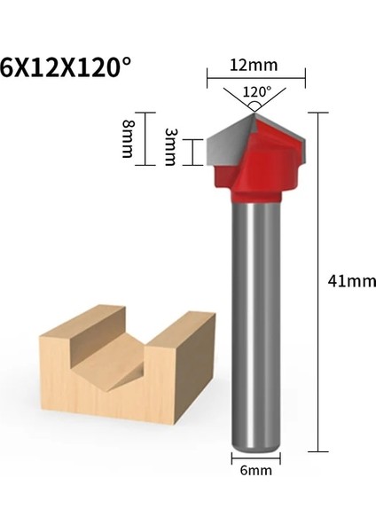 6X12X120R Vack 6/8mm Shank V Şekli Ahşap Kesici Cnc Katı Karbür End Mill 3D Freze Uçları Ağaç Işleme Freze Kesicisi Aletler 60R 90R 120R (Yurt Dışından)