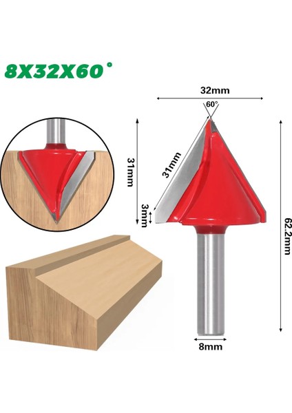 6X12X120R Vack 6/8mm Shank V Şekli Ahşap Kesici Cnc Katı Karbür End Mill 3D Freze Uçları Ağaç Işleme Freze Kesicisi Aletler 60R 90R 120R (Yurt Dışından) modelleri