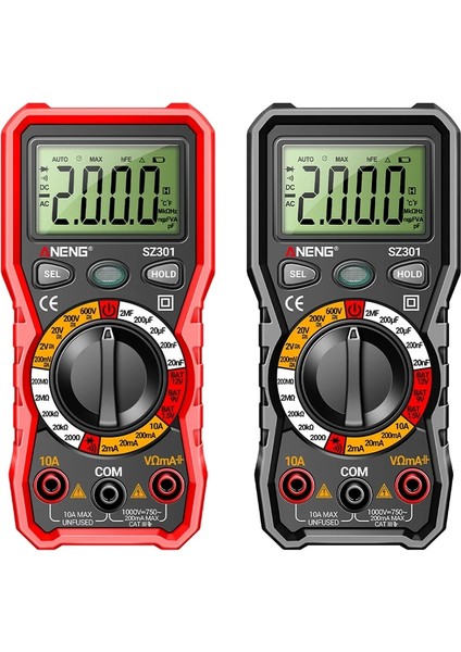 SZ301 Kırmızı 2000 Sayım Ncv Dijital Multimetre Direnç Kapasite El Dijital Multimetre Test Cihazı Dc Ac Gerilim Yüksek Hassasiyetli Aletler (Yurt Dışından) indirimleri