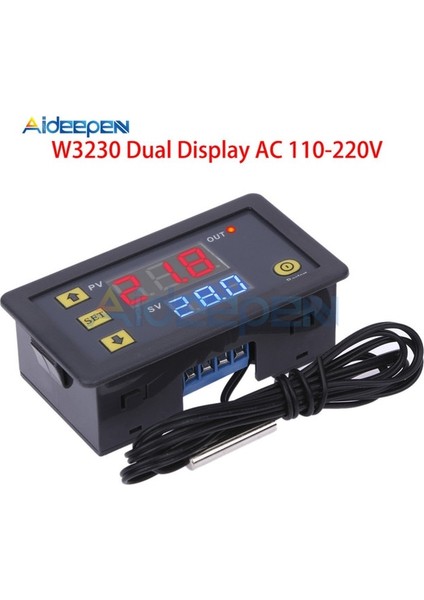 W3230 Ac 110V-220V W3230 Ac 110V-220V DC12V 24V Dijital Termostat Sıcaklık Kontrol Cihazı Regülatörü Isıtma Soğutma Kontrol Cihazları LED Ekran (Yurt Dışından)