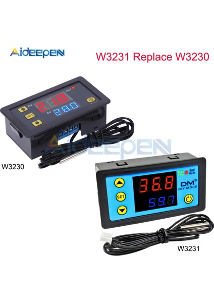 W3230 Ac 110V-220V W3230 Ac 110V-220V DC12V 24V Dijital Termostat Sıcaklık Kontrol Cihazı Regülatörü Isıtma Soğutma Kontrol Cihazları LED Ekran (Yurt Dışından)